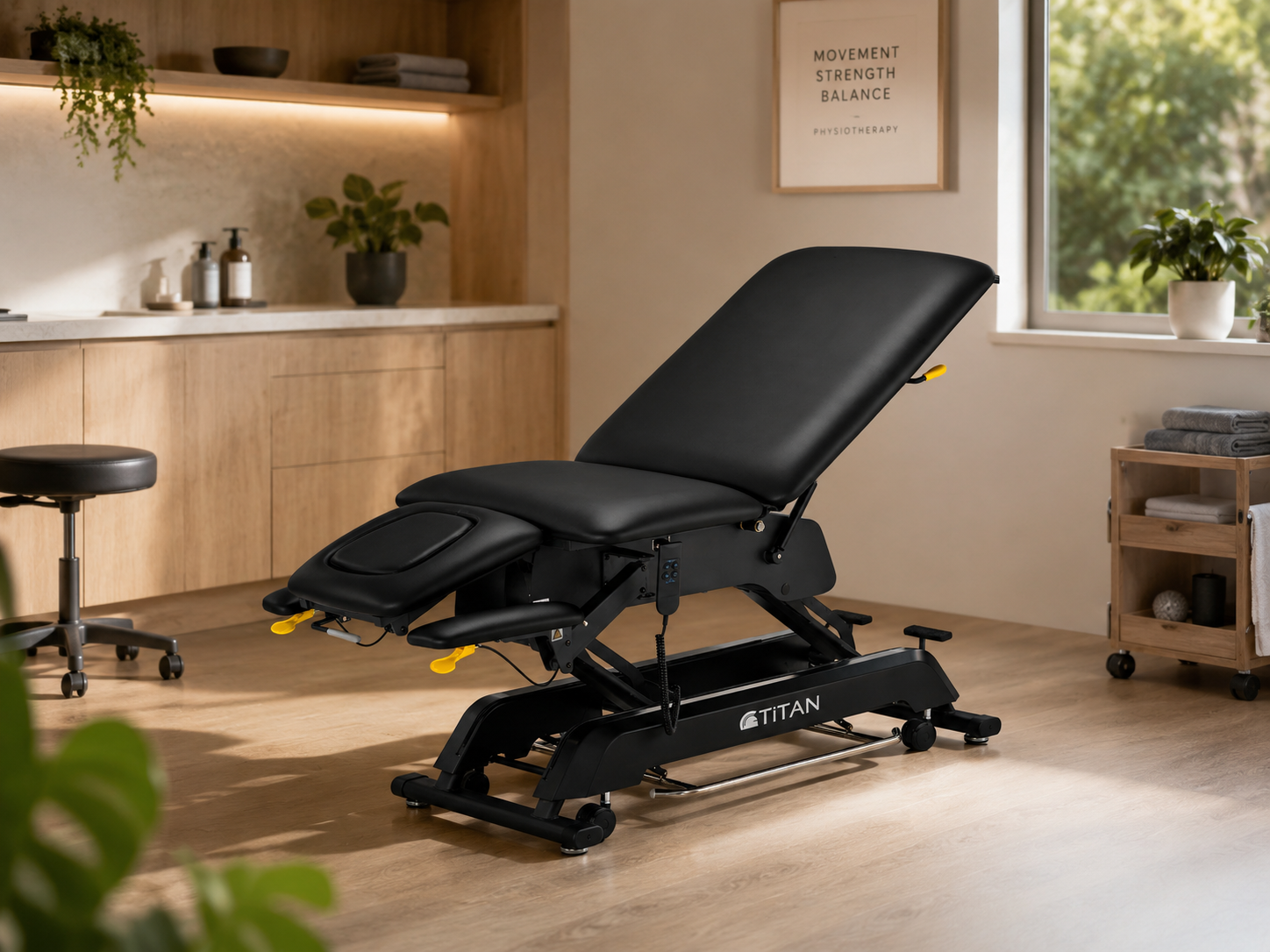Titan Medical electric treatment table in a modern physiotherapy clinic